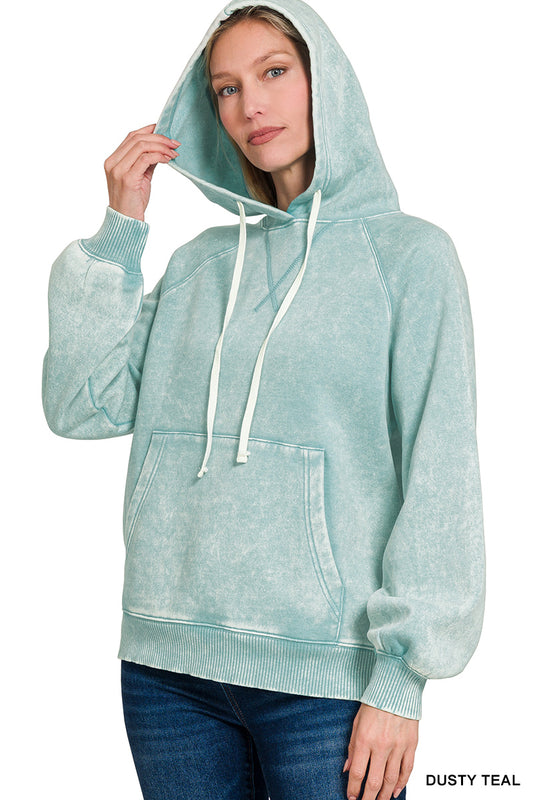 ACID WASH FLEECE HOODIE