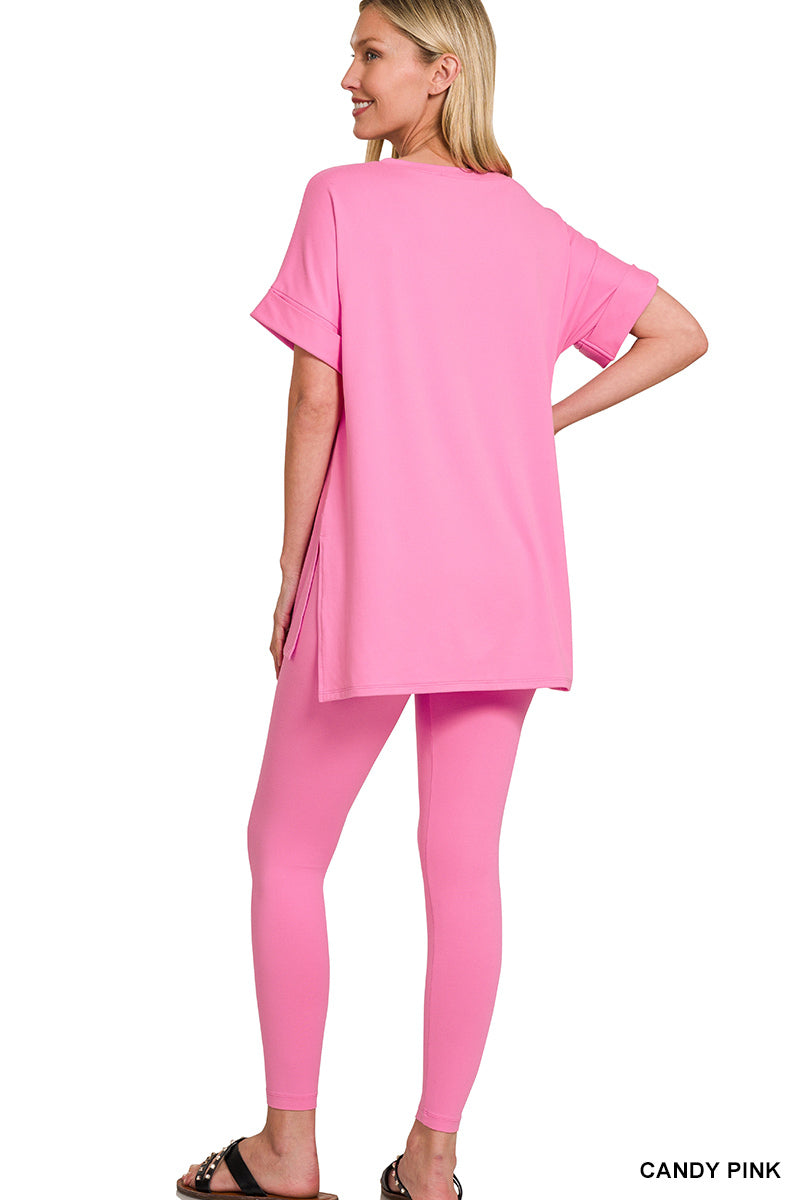 BRUSHED DTY MICROFIBER LOUNGEWEAR SET