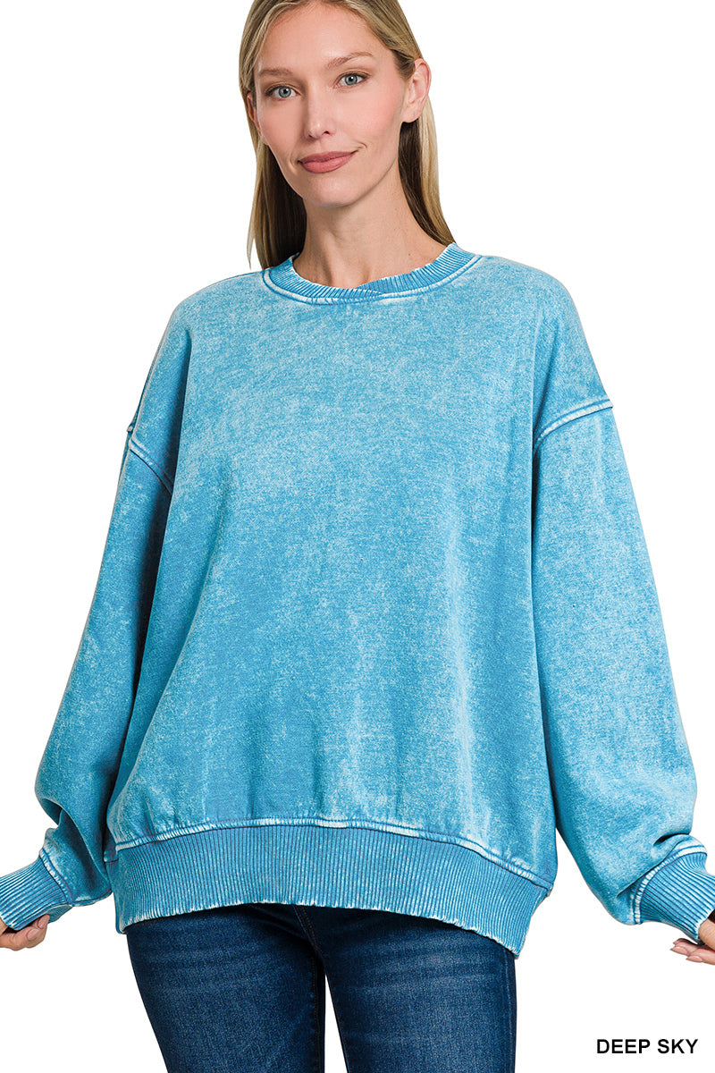 #OTW-4313A
ACID WASH OVERSIZED FLEECE PULLOVER