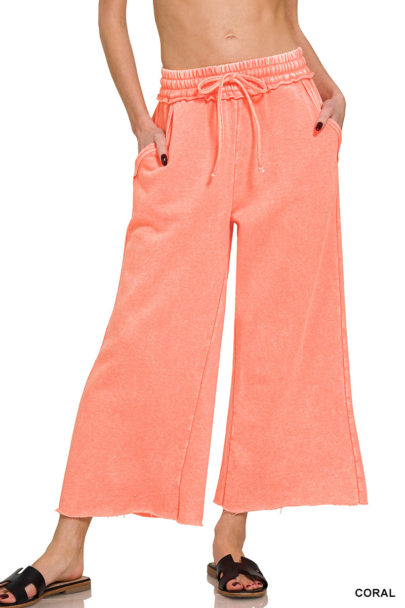Acid Wash Fleece Palazzo pant