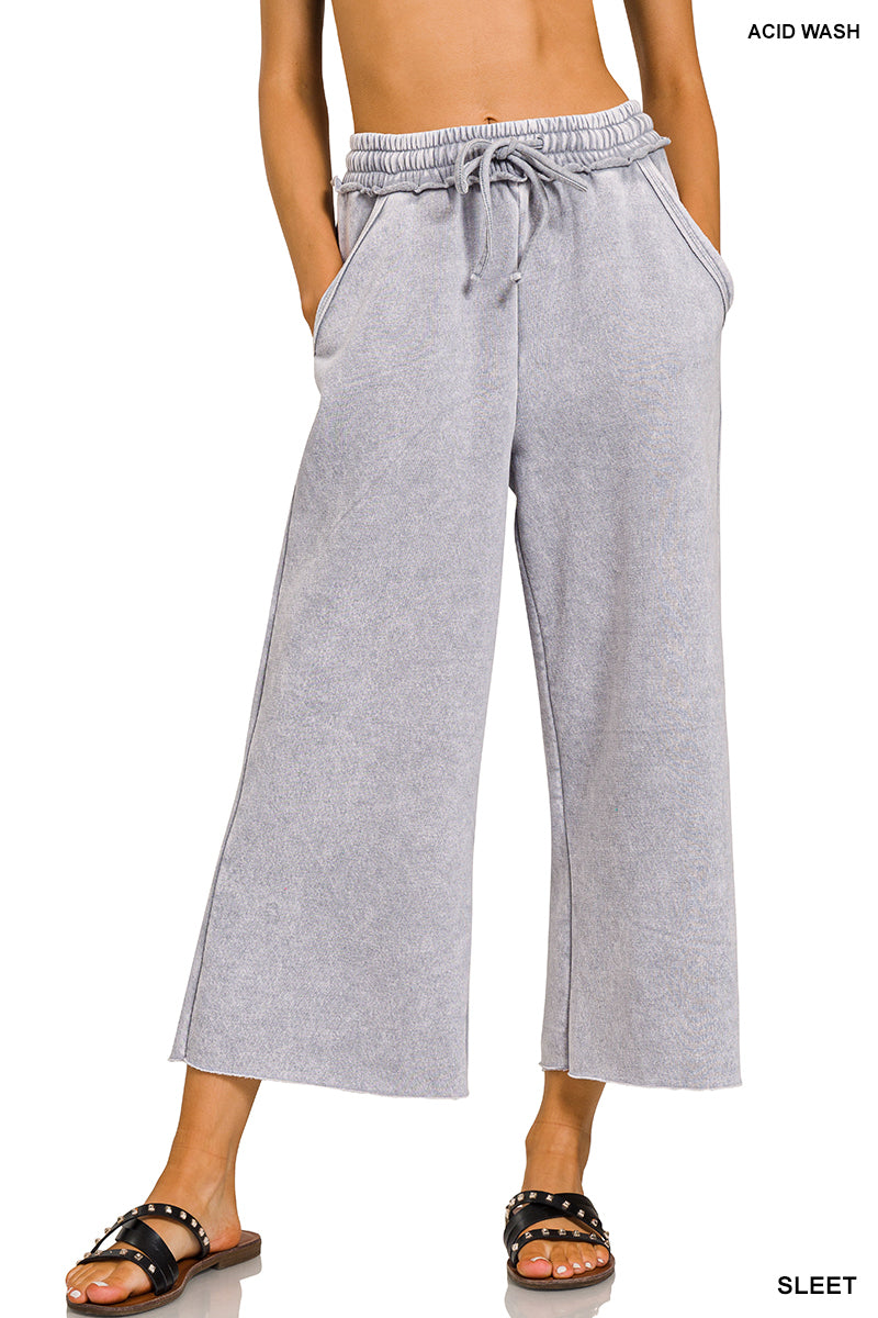 Acid Wash Fleece Palazzo pant