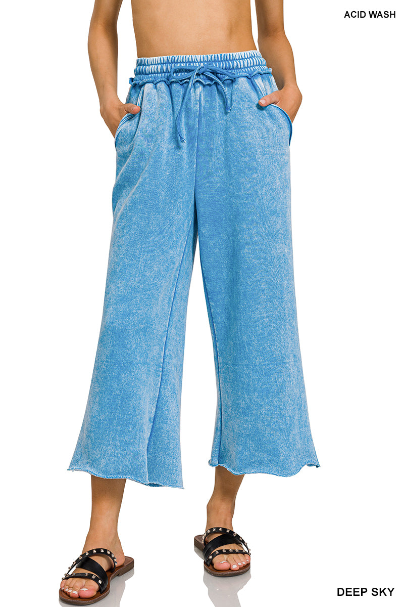 Acid Wash Fleece Palazzo pant