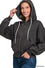 ACID WASH FLEECE CROPPED ZIP-UP HOODIE W POCKETS