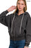ACID WASH FLEECE CROPPED ZIP-UP HOODIE W POCKETS