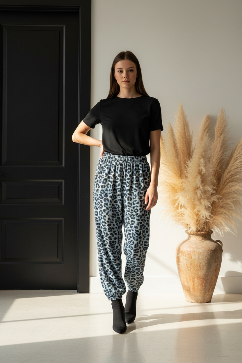 LEOPARD SPLIT SIDE PANTS