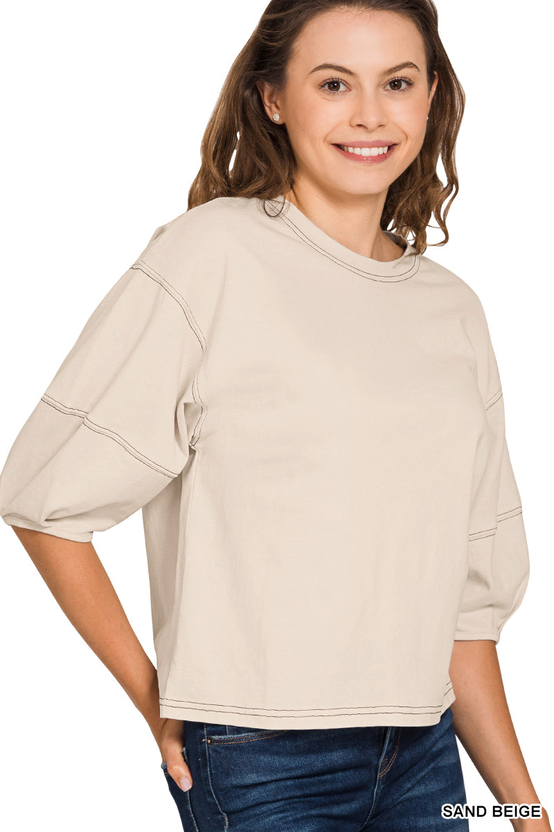 3/4 BALLOON SLEEVE TOP