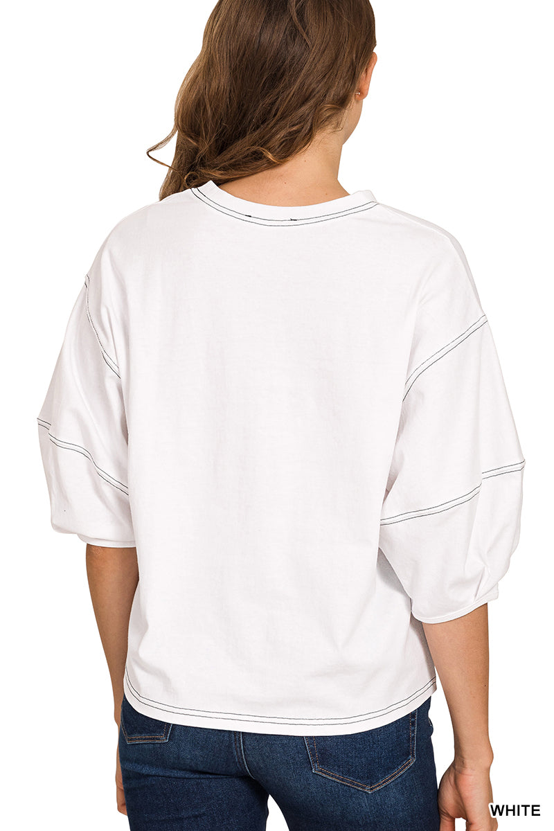 3/4 BALLOON SLEEVE TOP