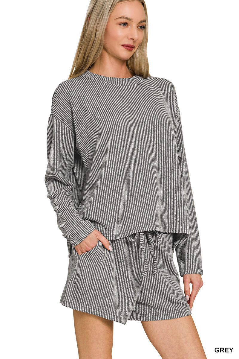RAISED RIB SHORTS SET