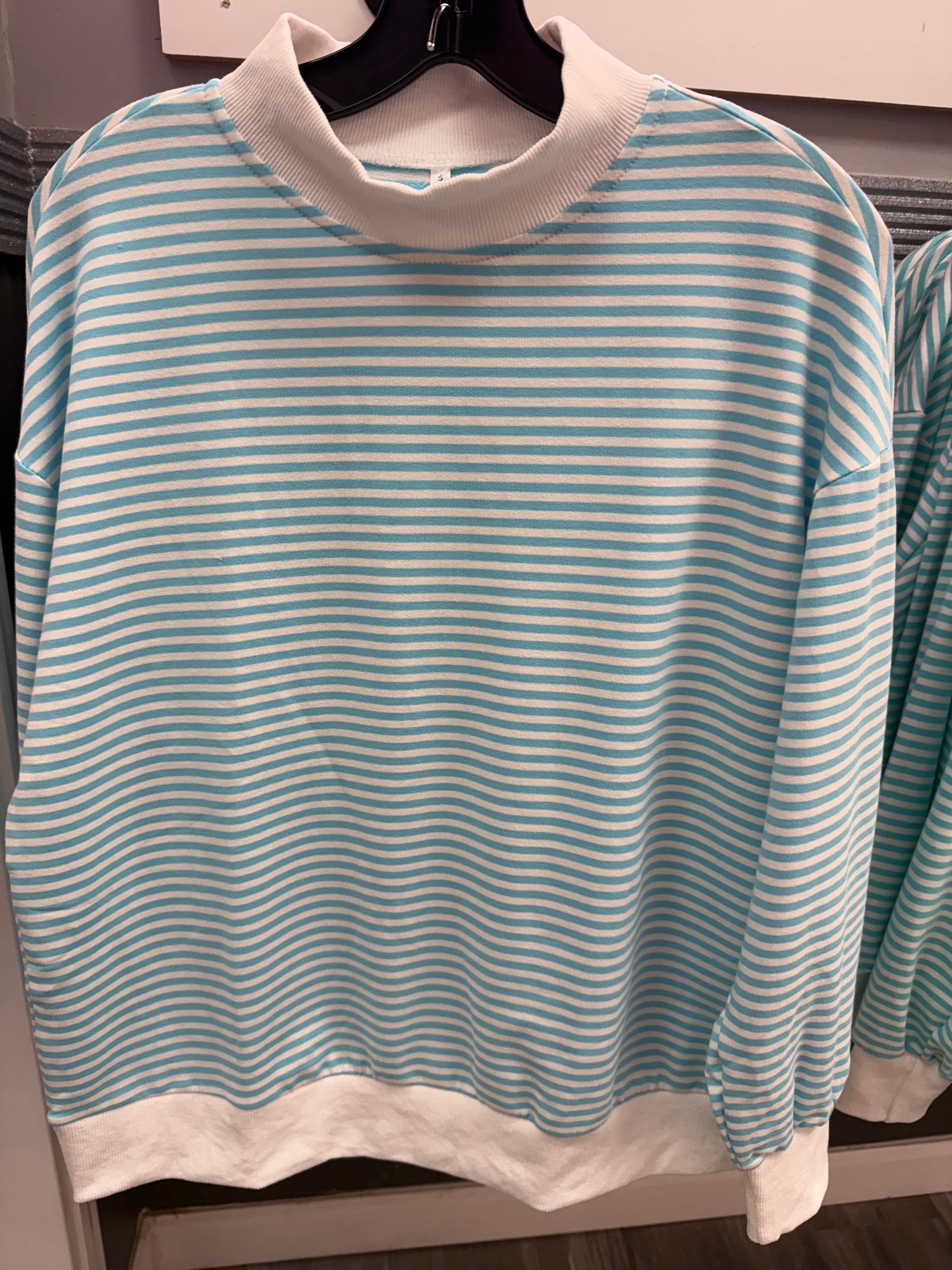 2 pc set striped mock neck short set