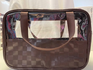 Checkered pattern travel clear bag