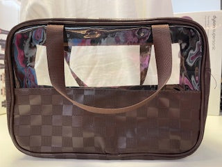 Checkered pattern travel clear bag