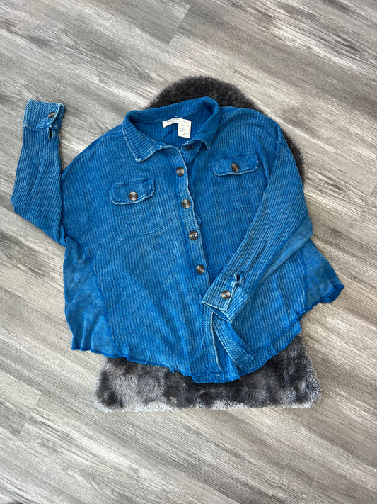 Zenana Blue Button Up