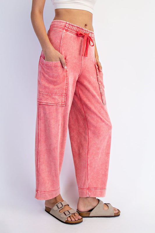 2  PC MINERAL WASHED FRENCH TERRY SHORT SLEEVE TOP & PANT SET