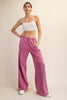 MINERAL WASHED RIBBED SIDE WIDE PANT