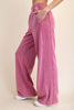 MINERAL WASHED RIBBED SIDE WIDE PANT