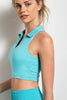 BUTTER COLLARED CROPPED SPORTS TANK WITH V-NECK