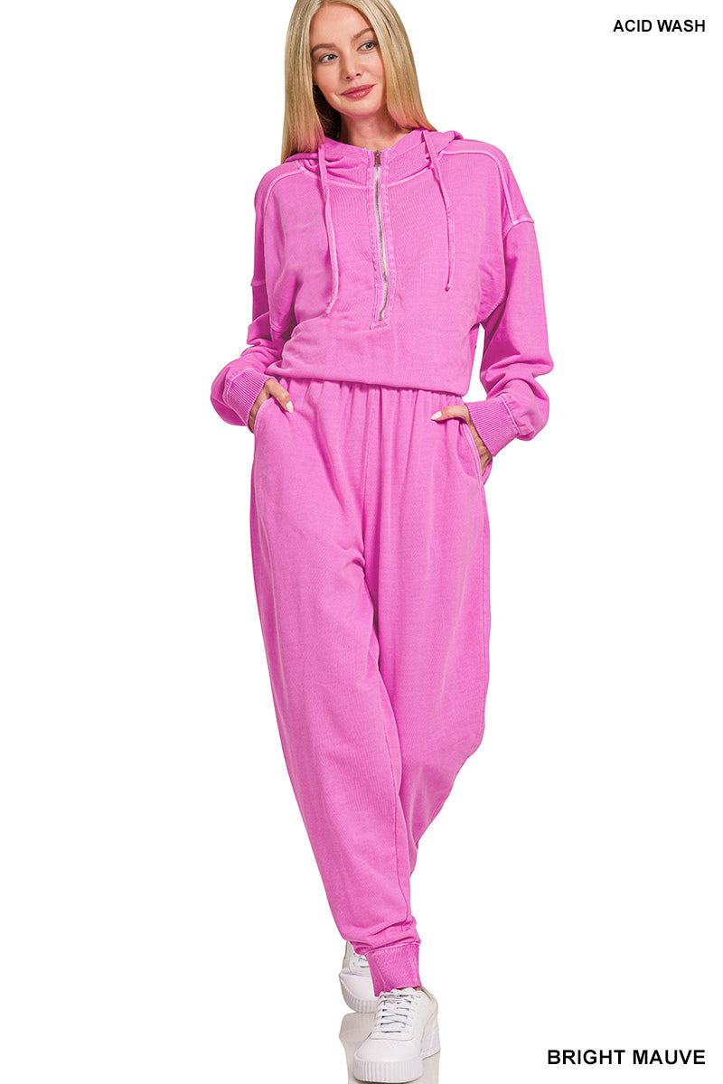 enzyme washed french terry jumpsuit