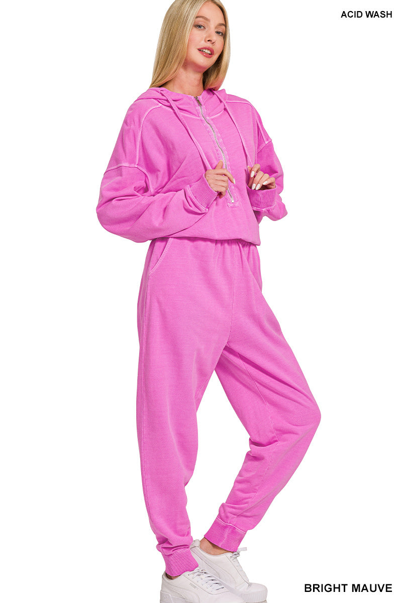 enzyme washed french terry jumpsuit