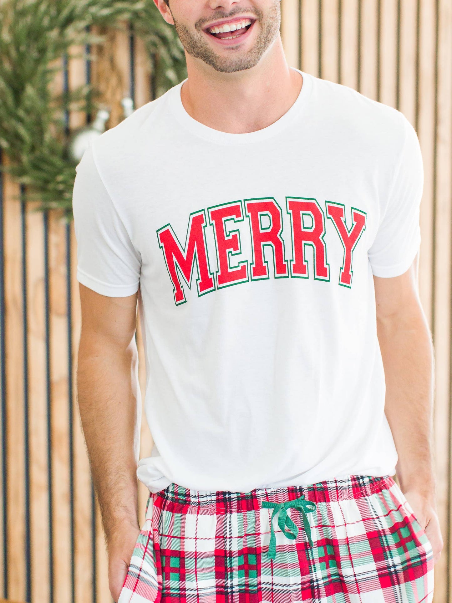 Adult Red Merry Short Sleeve Graphic Tee