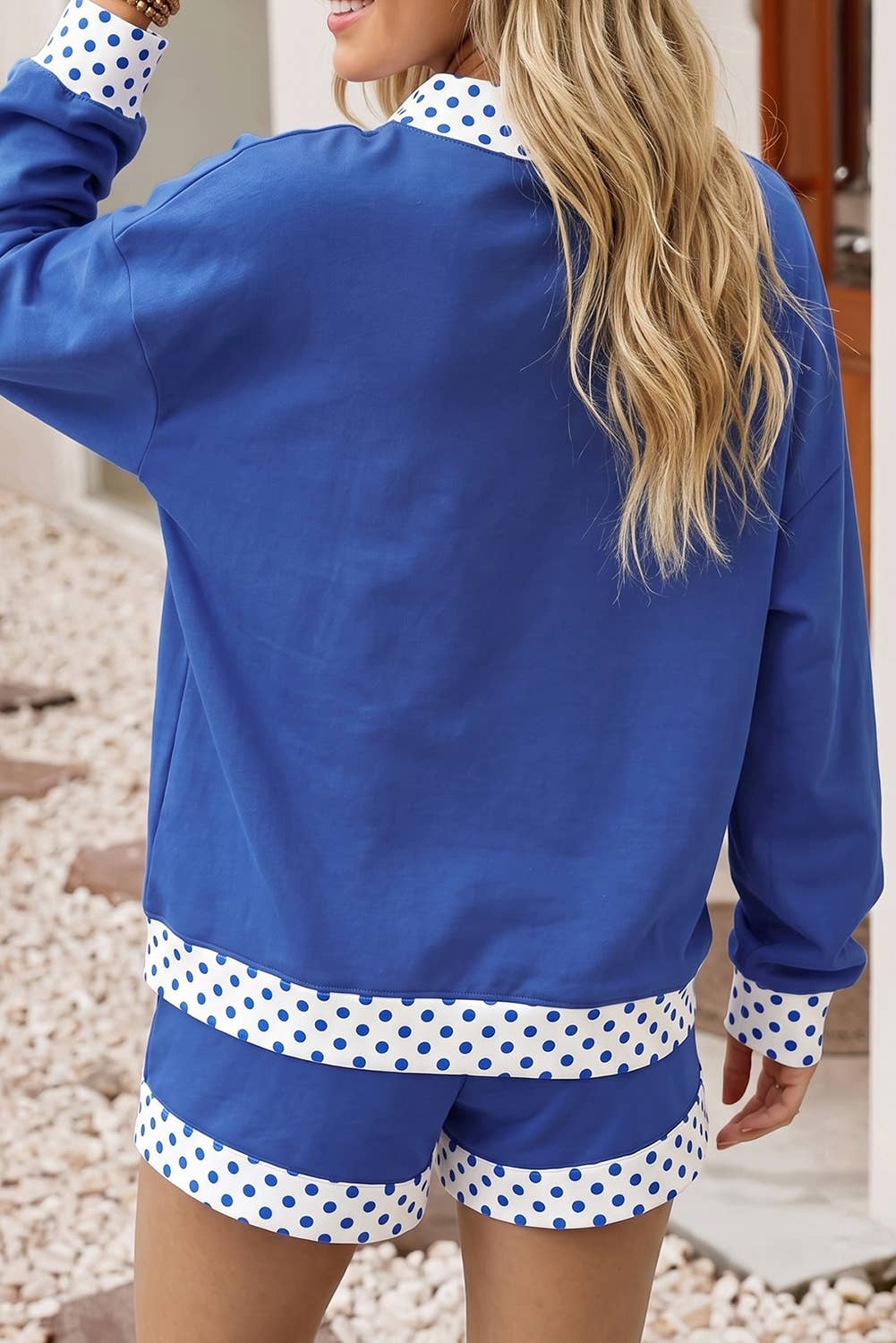F/W 26 Hot Polka Dot Trim Mock Neck 2pcs Short Set |S-4X