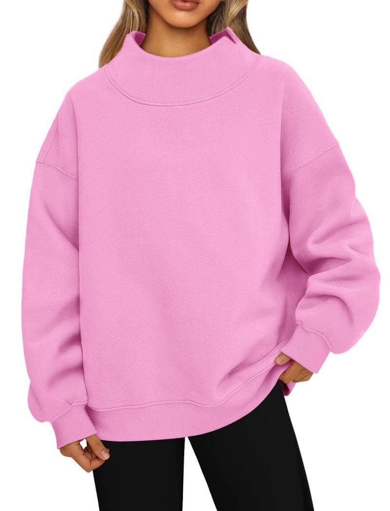 Oversized Mock Neck Top Sweatshirt