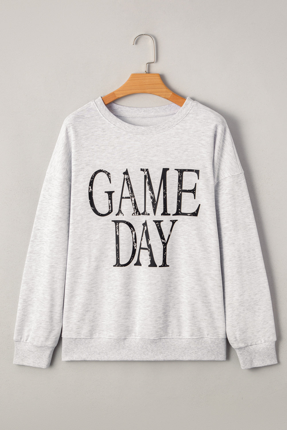 Black GAME DAY Vintage Washed Letter Graphic Baggy Sweatshirt
