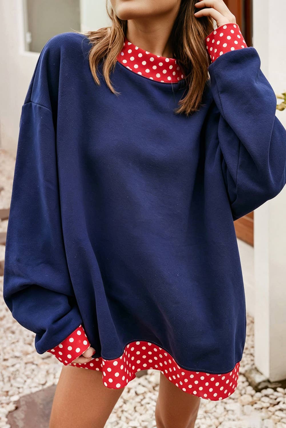 F/W26 HOT Polka Dot Mock Neck Sweatshirt | S-4X