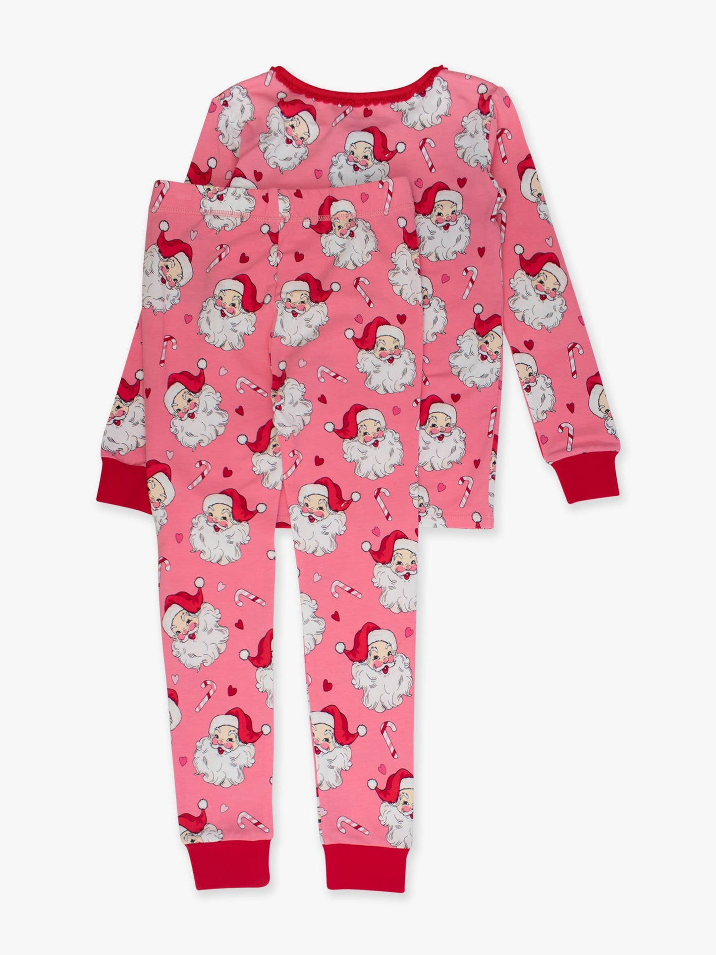 SoftSnooze™ Girls Modal Blend Pink Santa Joy Ruffle Long Sleeve Pajama Set