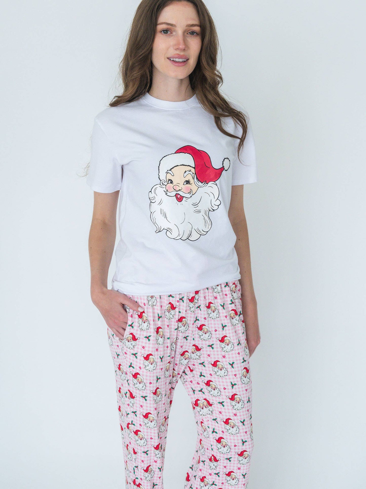 SoftSnooze™ Adult Bamboo Viscose Pink Dear Santa Pajama Pants