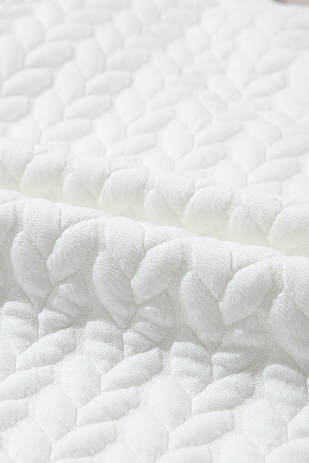 White XOXO Chenille Letter Patch Quilted Sweatshirt