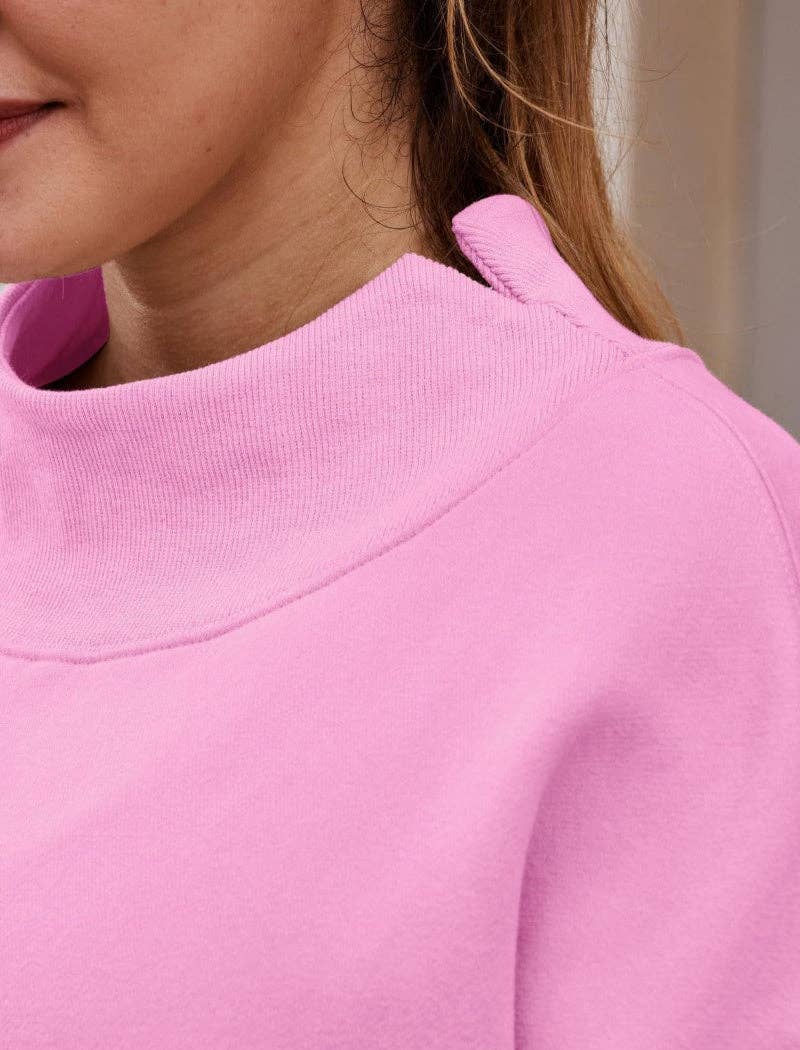 Oversized Mock Neck Top Sweatshirt