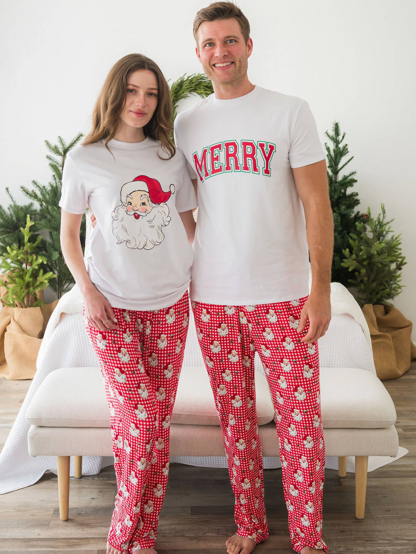 SoftSnooze™ Adult Bamboo Viscose Red Dear Santa Pajama Pants