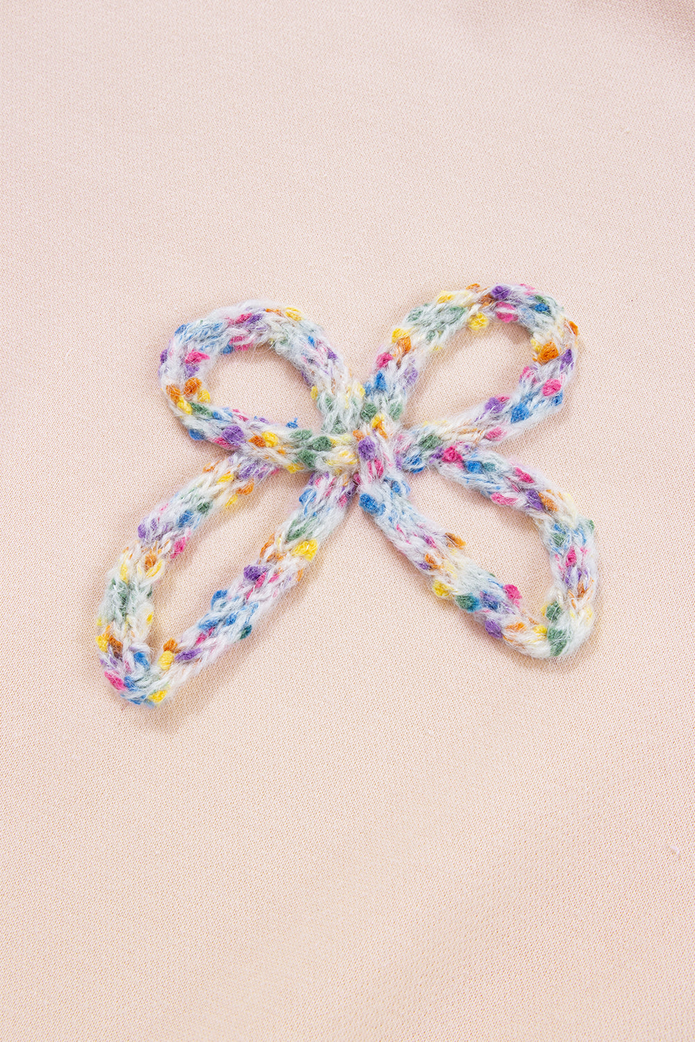 Light Pink Sweet Bow Lantern Sleeve Oversized Pullover Sweatshirt