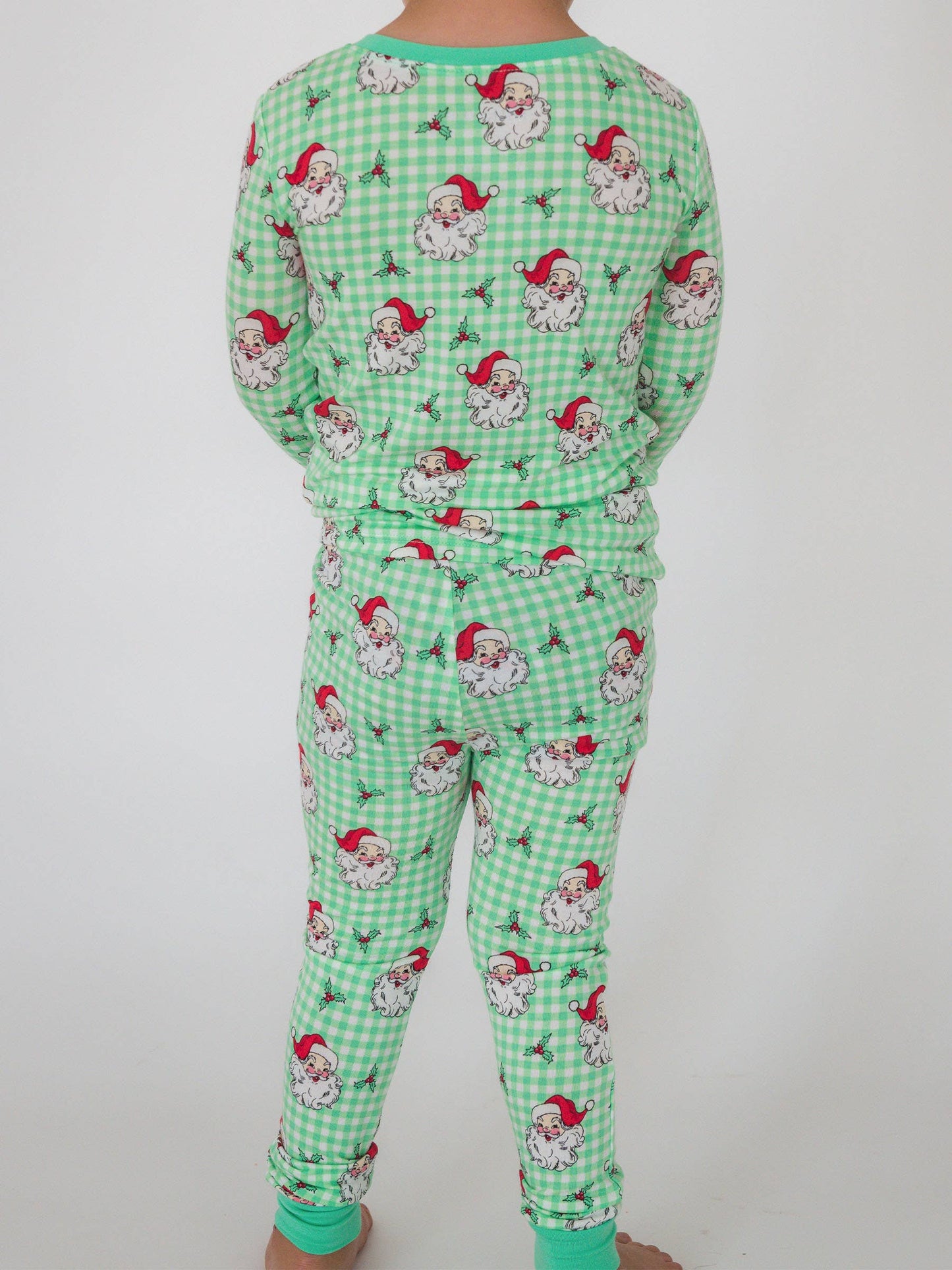 SoftSnooze™ Kids Bamboo Viscose Green Dear Santa Long Sleeve Pajama Set