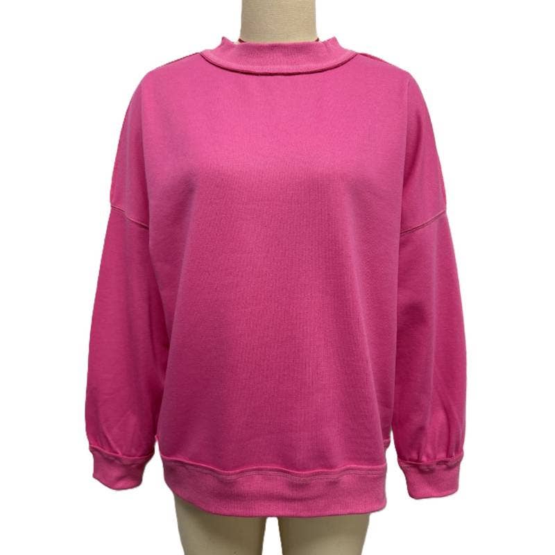 Drop Shoulder Exposed Seams Crewneck Sweatshirt