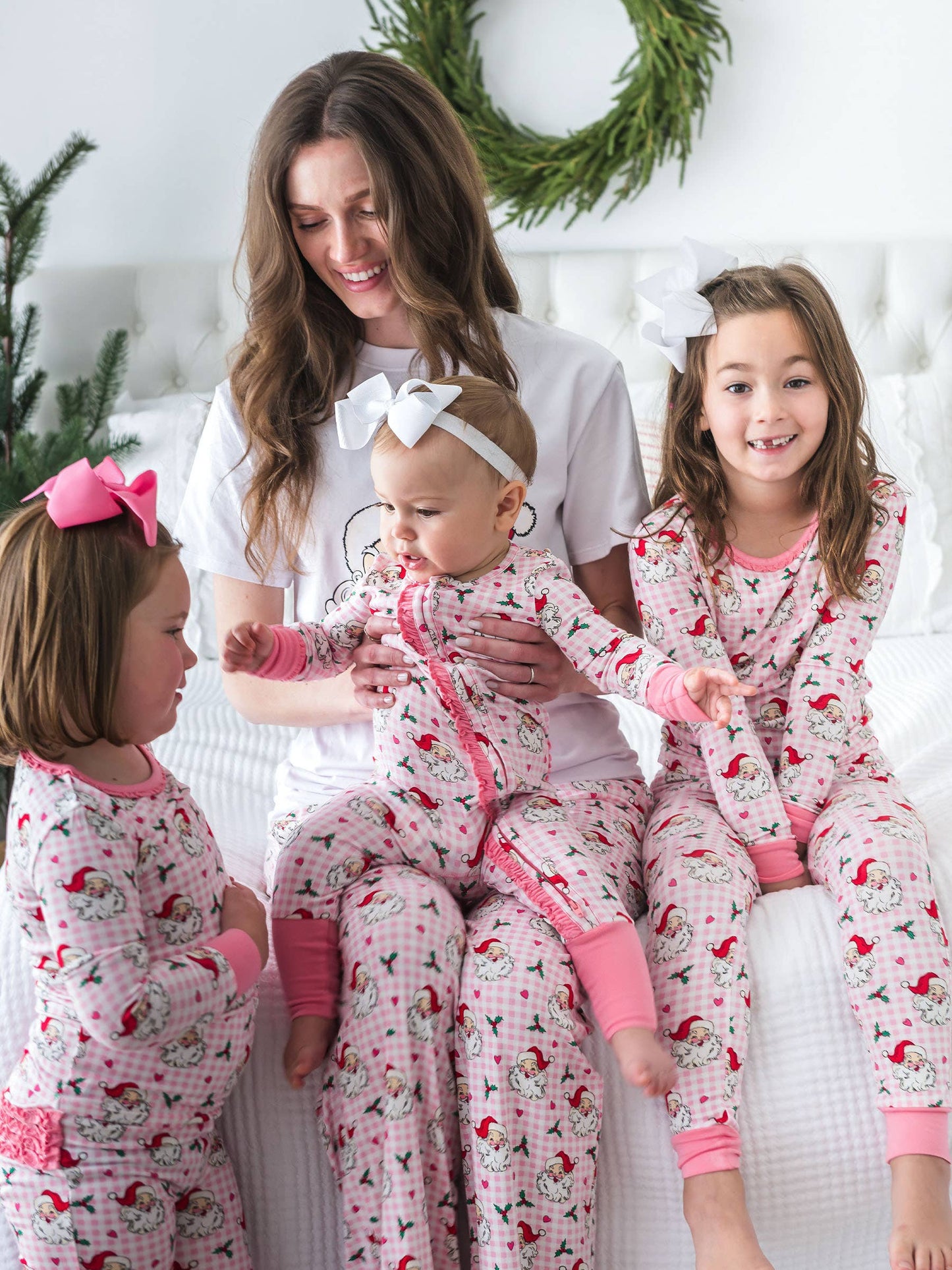 SoftSnooze™ Adult Bamboo Viscose Pink Dear Santa Pajama Pants