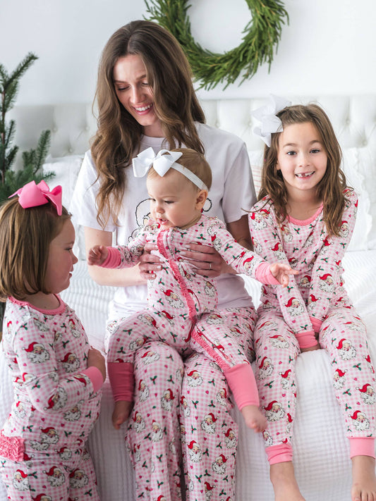 SoftSnooze™ Adult Bamboo Viscose Pink Dear Santa Pajama Pants