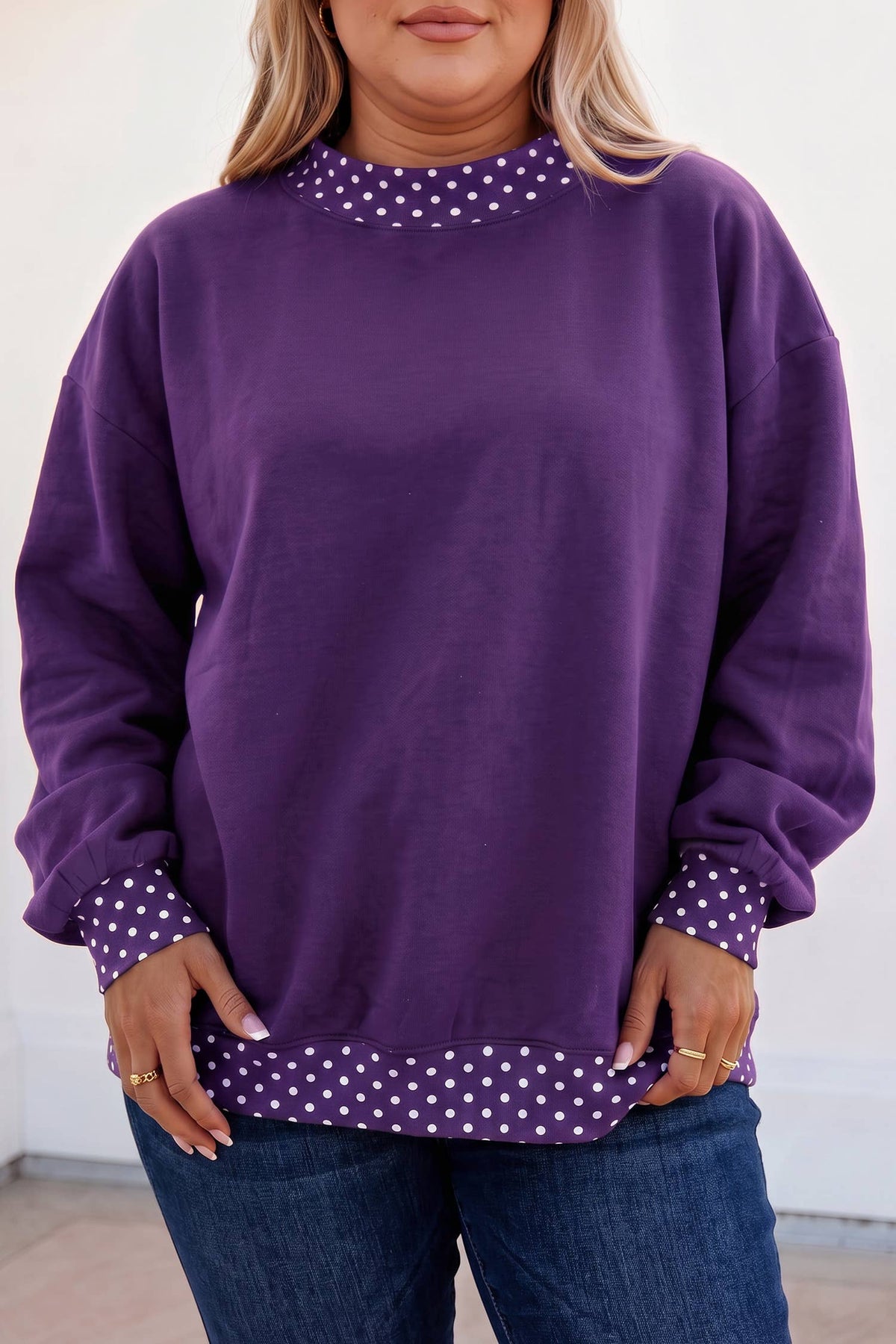 F/W26 HOT Polka Dot Mock Neck Sweatshirt | S-4X