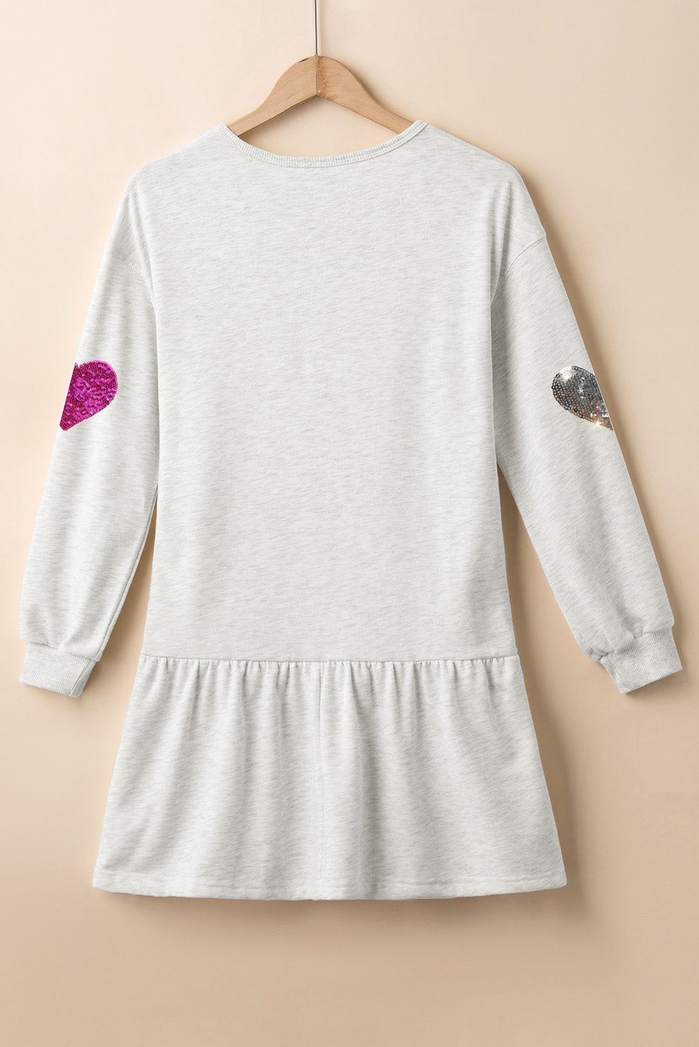 Black Shiny Heart Graphic Ruffled Knit Mini Dress