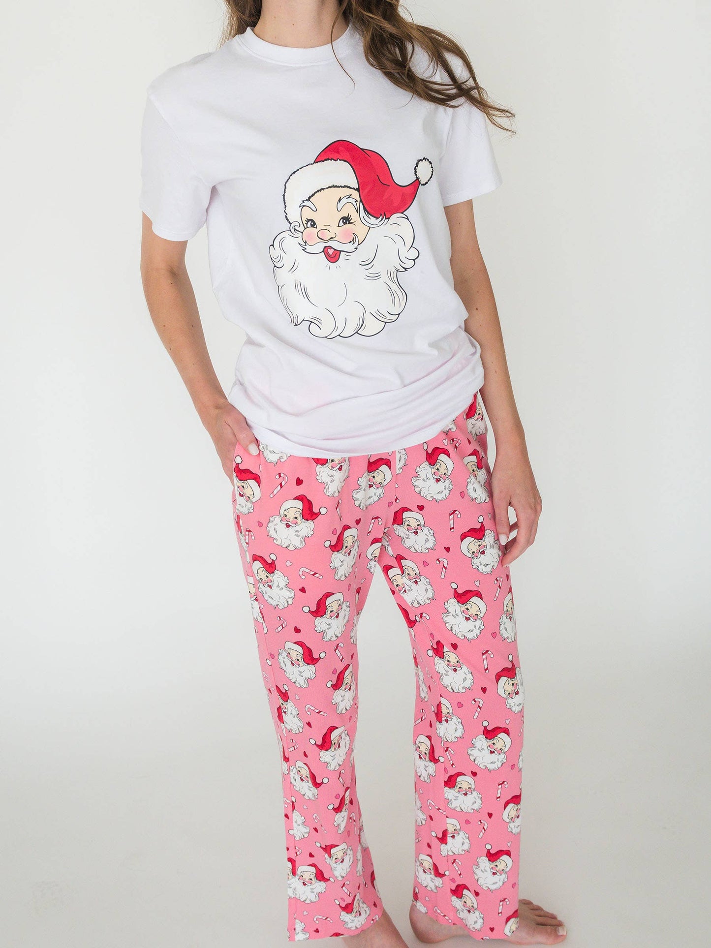 SoftSnooze™ Adult Modal Blend Pink Santa Joy Pajama Pants