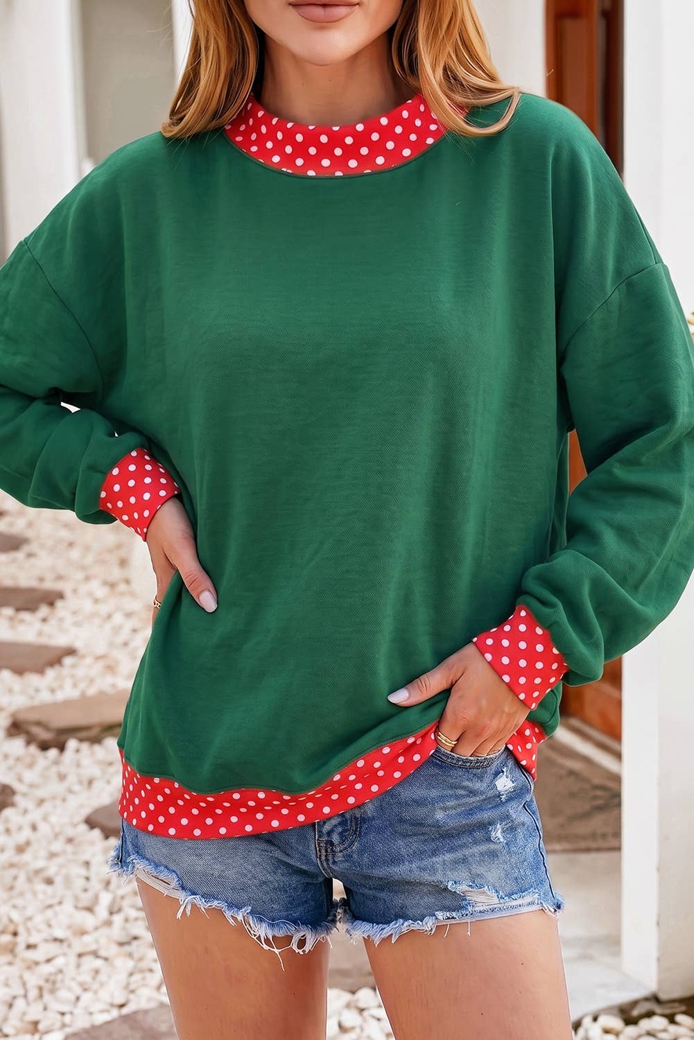 F/W26 HOT Polka Dot Mock Neck Sweatshirt | S-4X