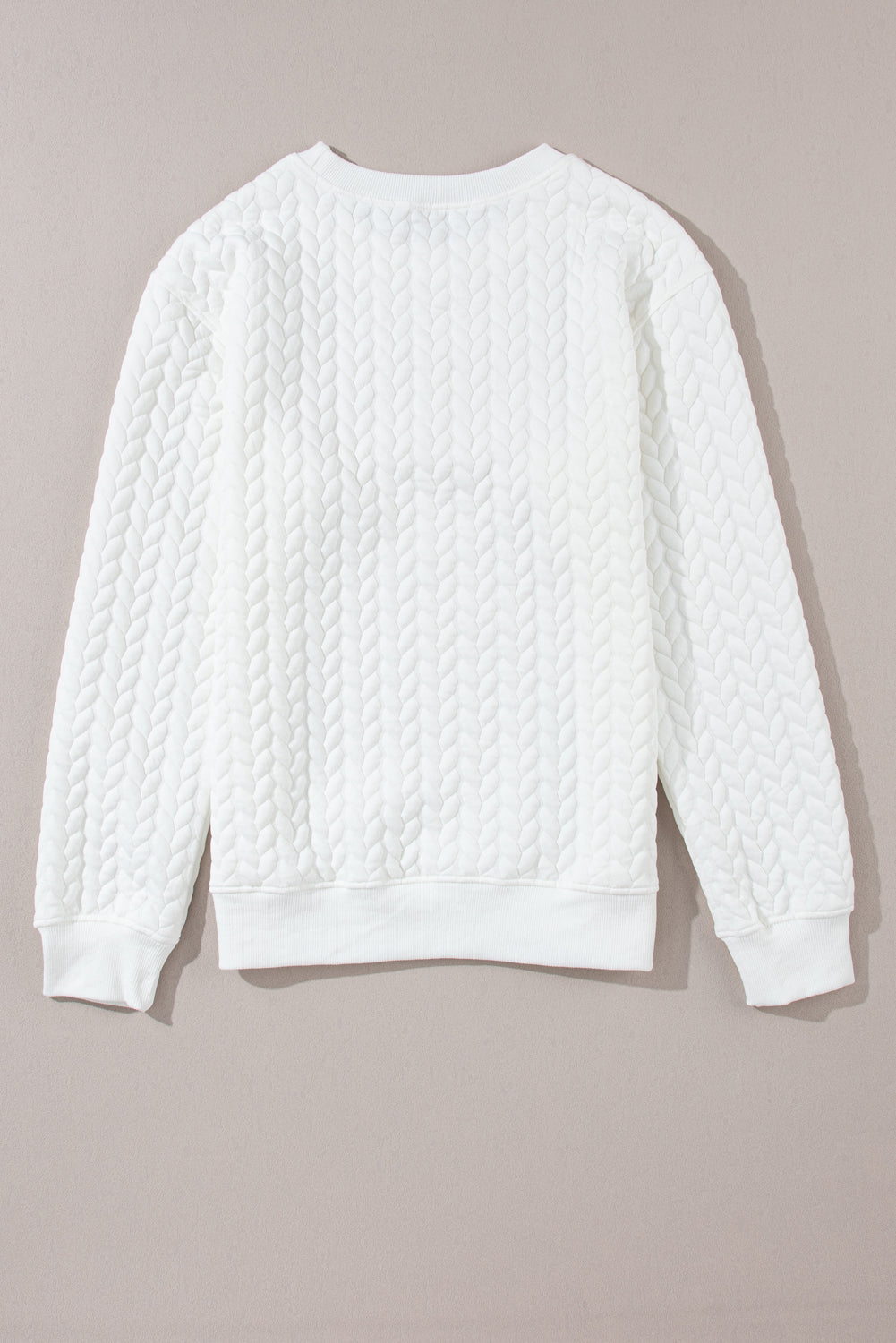 White XOXO Chenille Letter Patch Quilted Sweatshirt