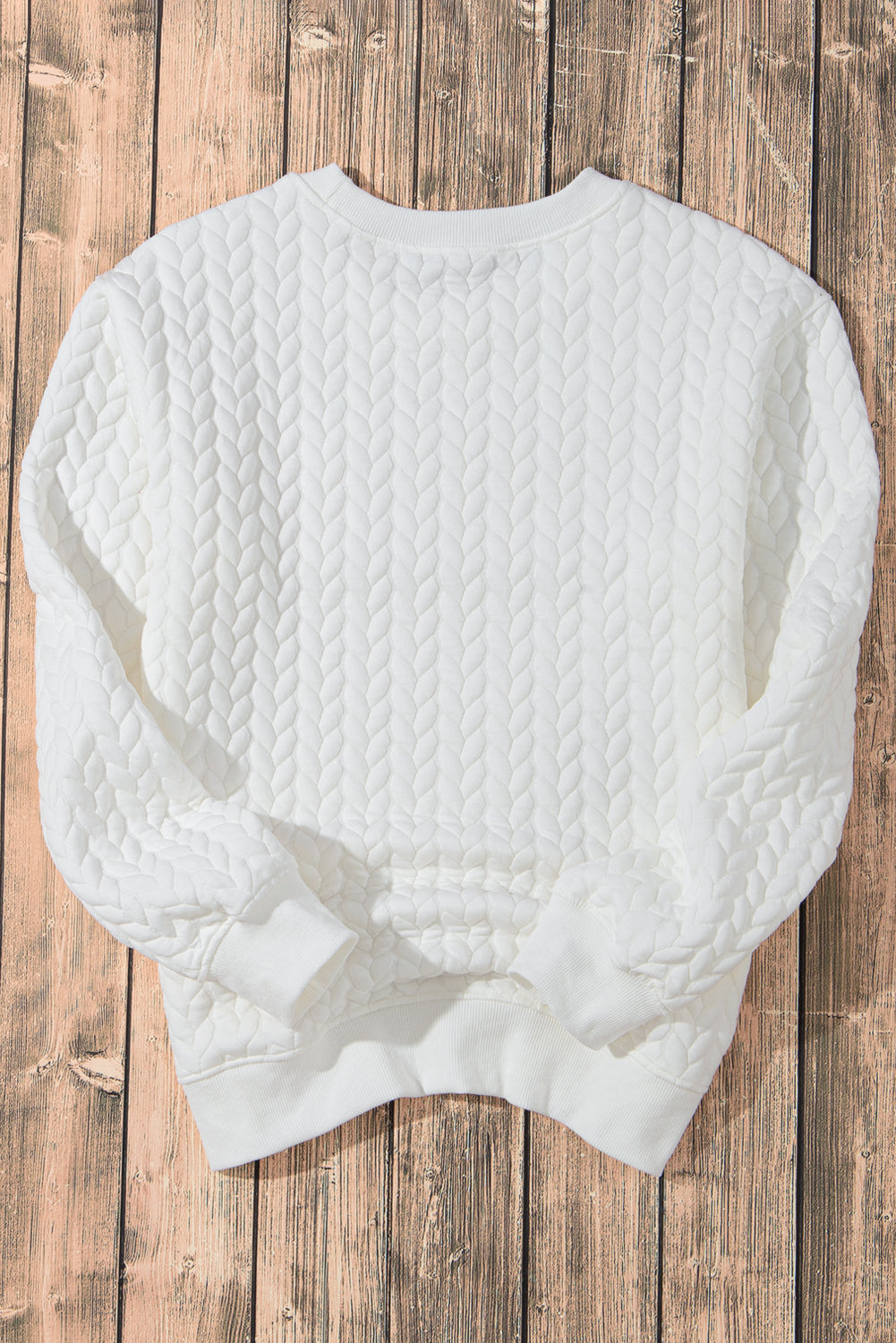 White XOXO Chenille Letter Patch Quilted Sweatshirt