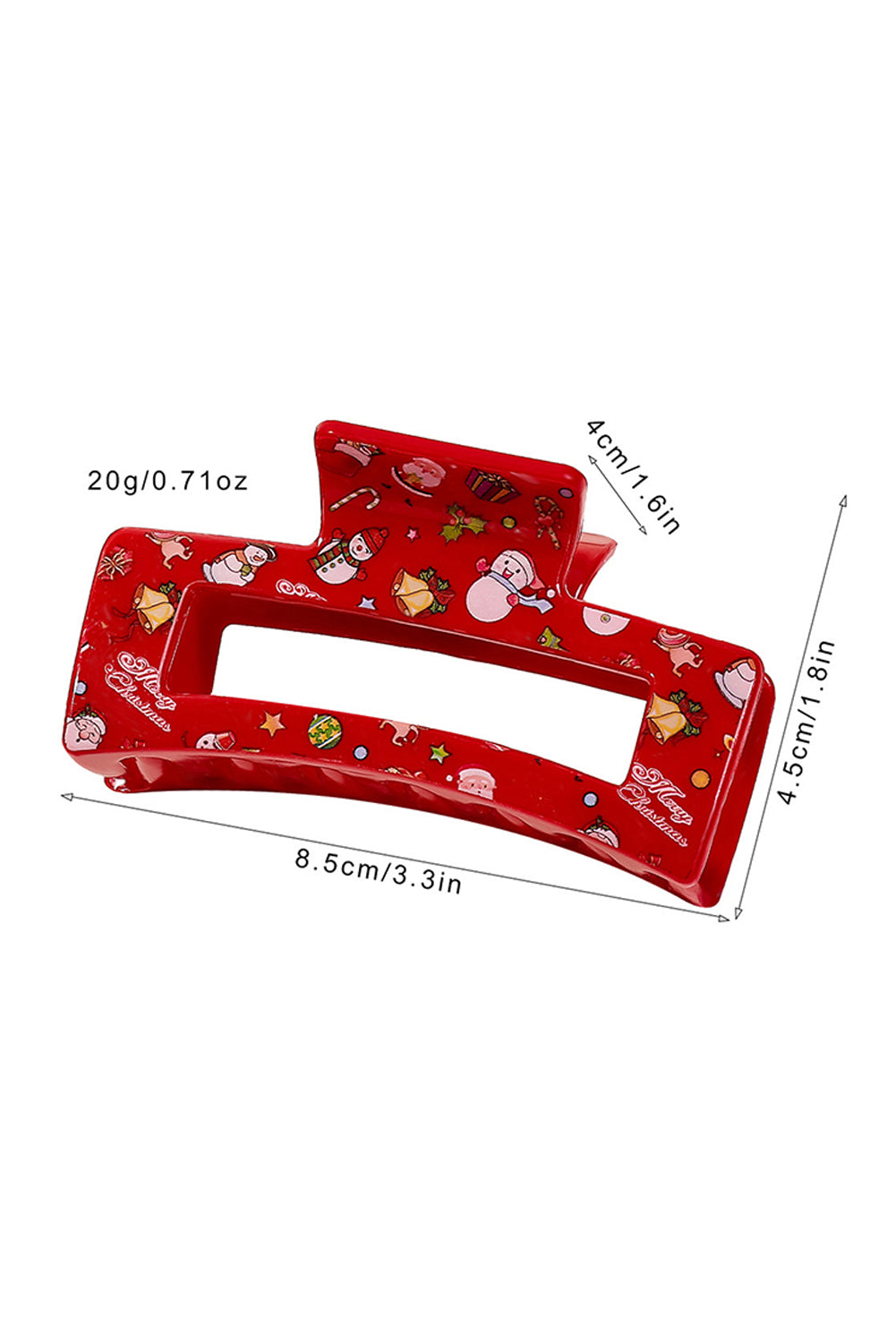 Racing Red Cartoon Christmas Pattern Print Hollow Out Hair Claw Clip