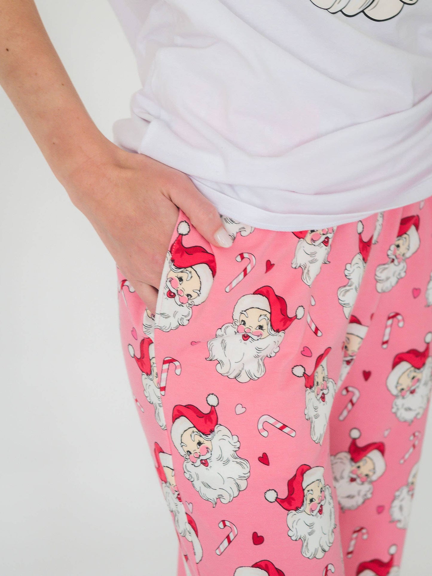 SoftSnooze™ Adult Modal Blend Pink Santa Joy Pajama Pants