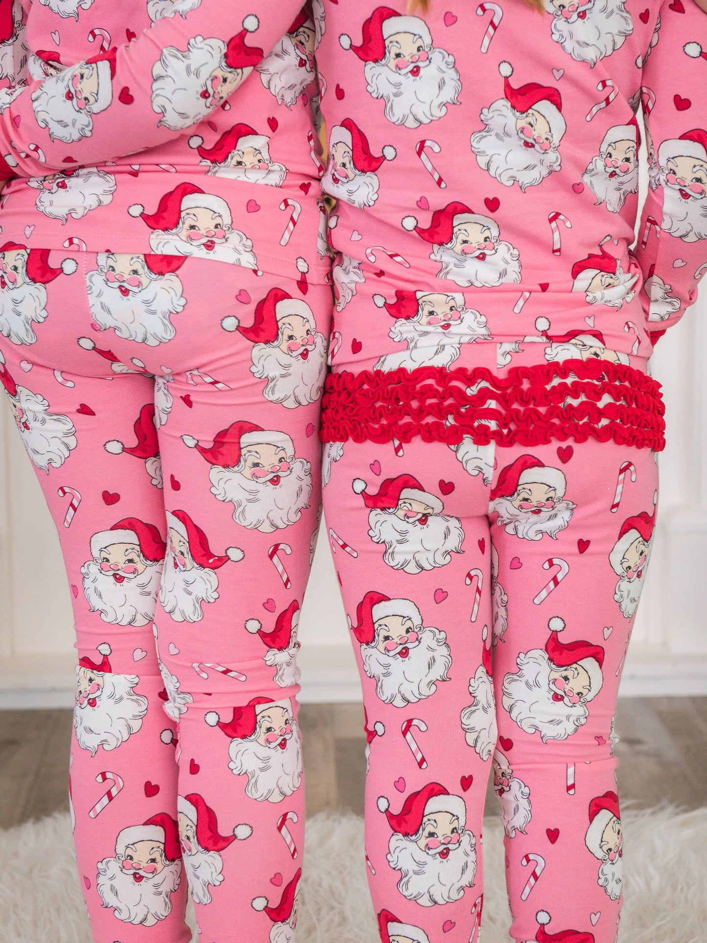 SoftSnooze™ Girls Modal Blend Pink Santa Joy Ruffle Long Sleeve Pajama Set