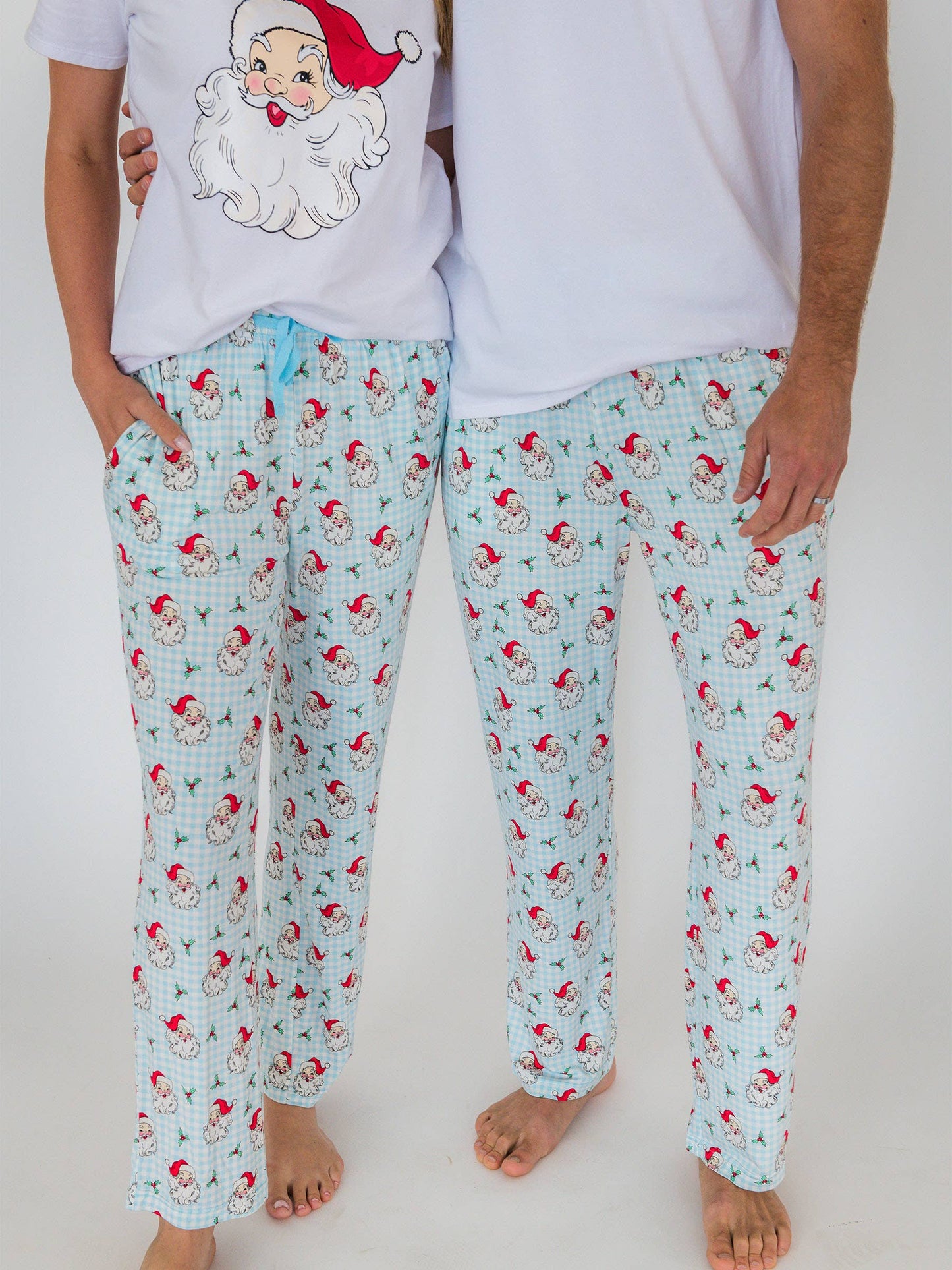 SoftSnooze™ Adult Bamboo Viscose Blue Dear Santa Pajama Pants