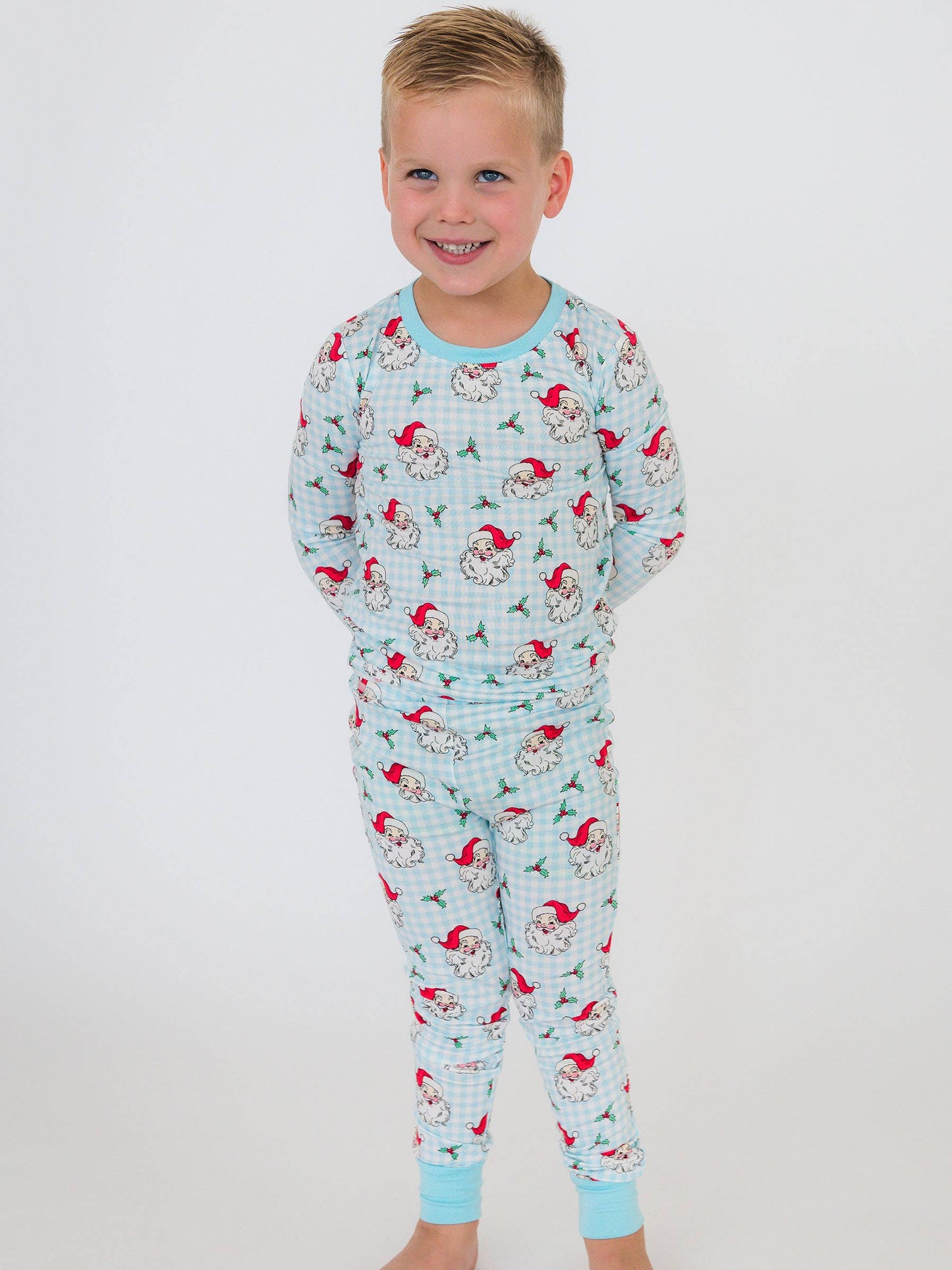 SoftSnooze™ Boys Bamboo Viscose Blue Dear Santa Long Sleeve Pajama Set