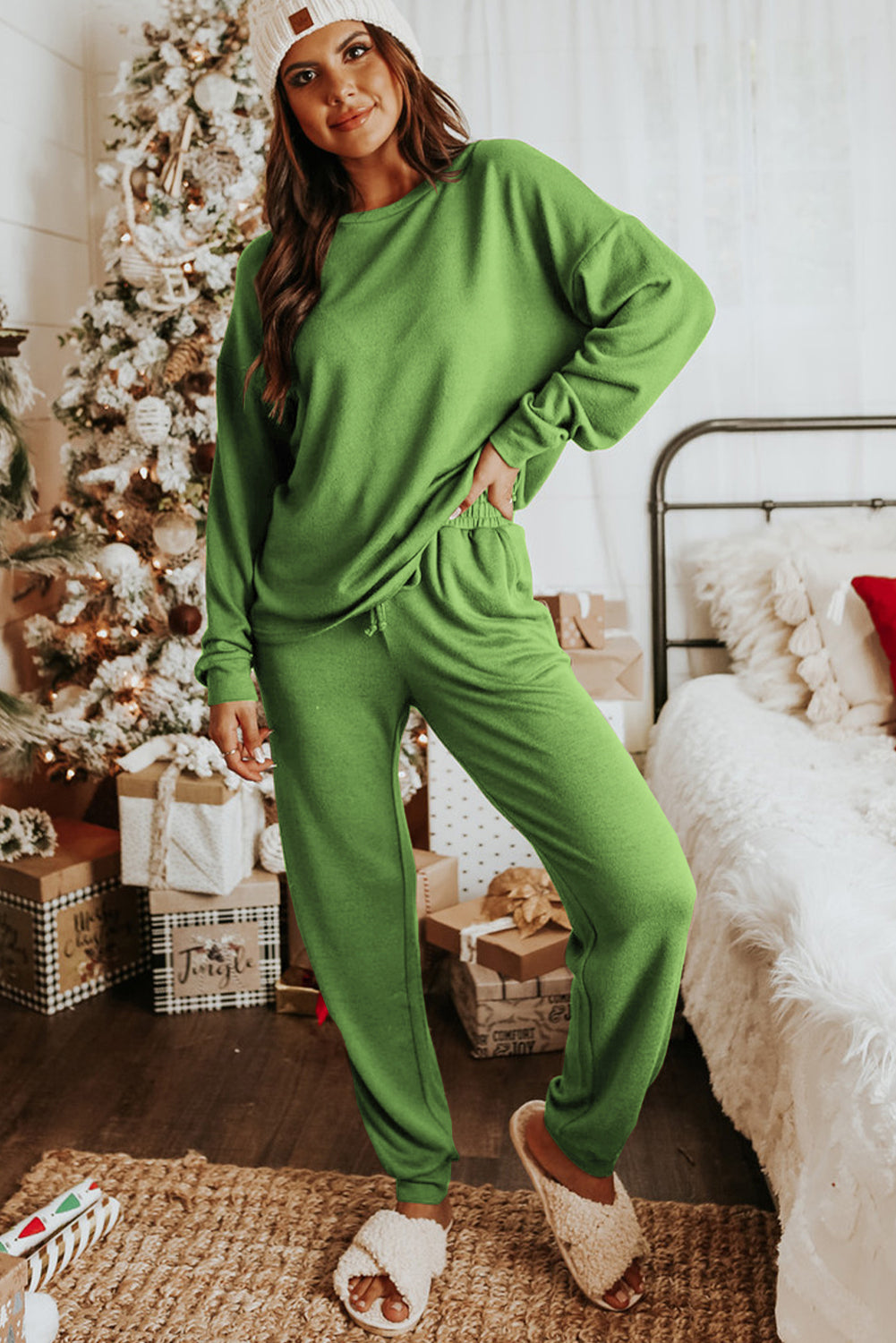 Beau Blue Long Sleeve Pullover & Jogger Pants Loungewear Set