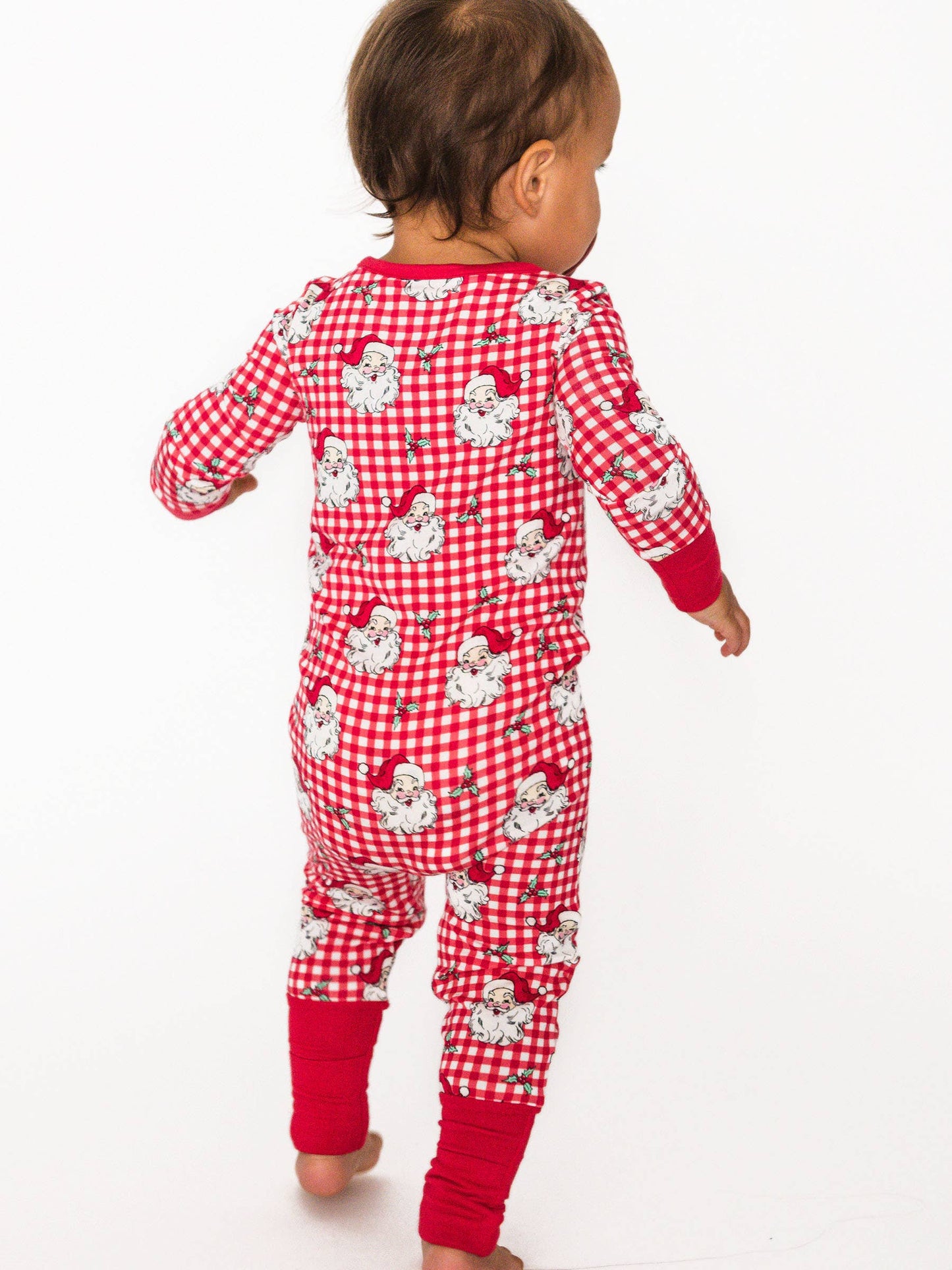 SoftSnooze™ Baby Bamboo Viscose Red Dear Santa Convertible One Piece Footie Pajama